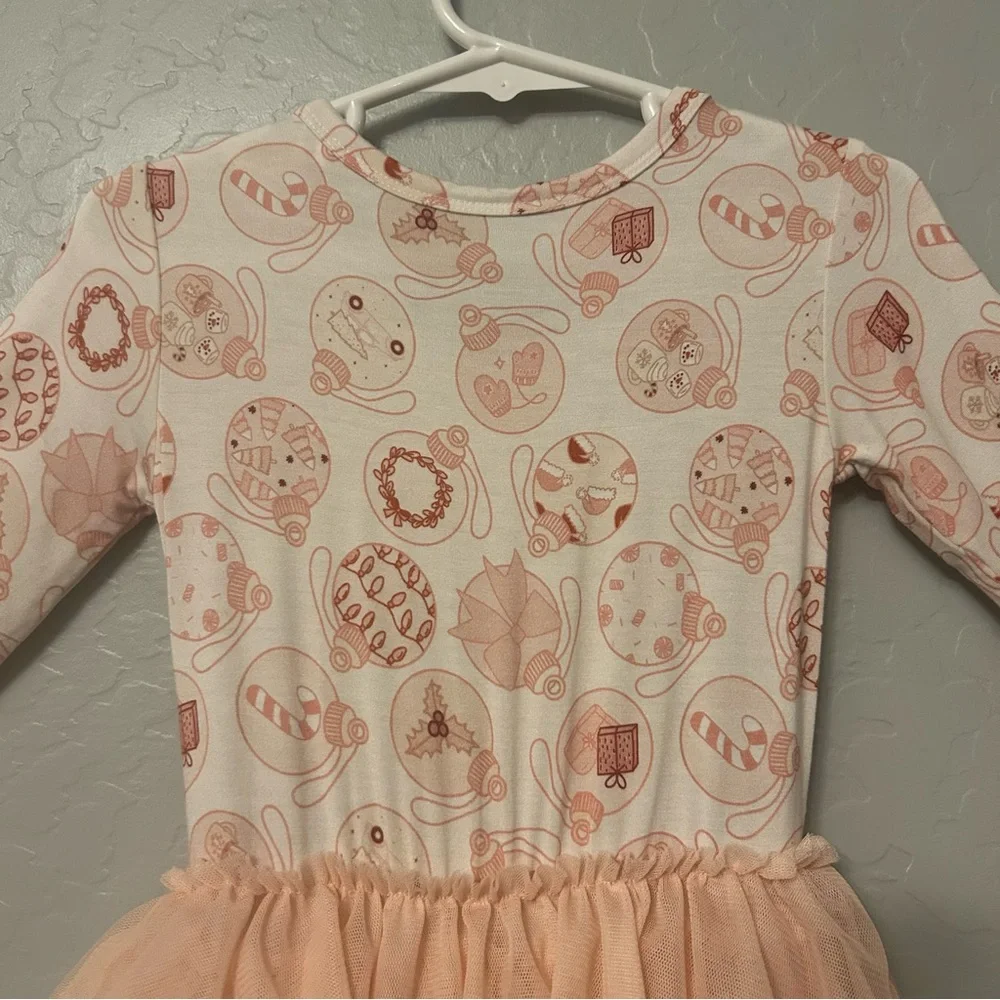 In My Jammers blush ornament christmas tiered tutu bamboo dress size 3T